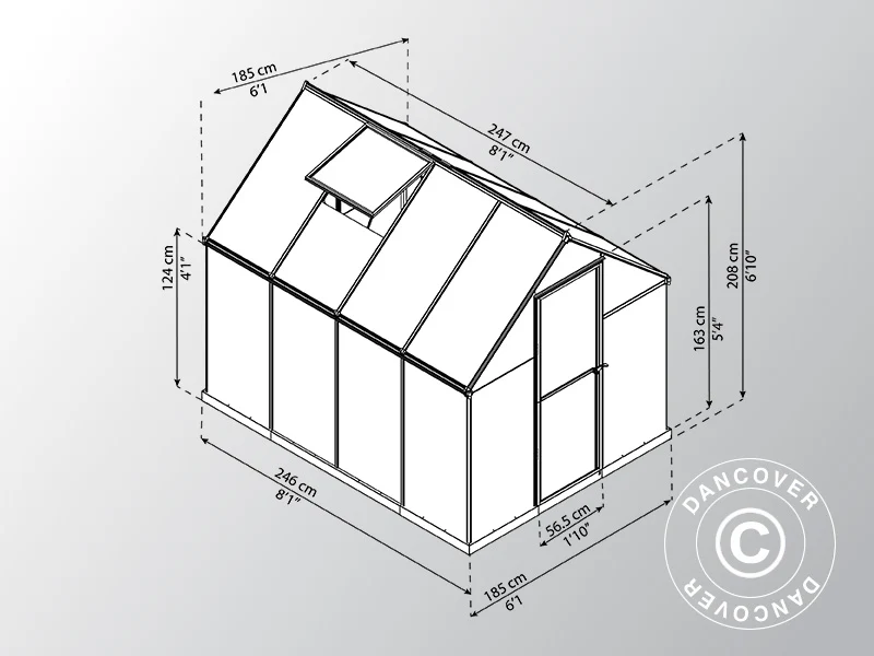 Drivhus polykarbonat 4,6m², Palram/Canopia, 1,85x2,47x2,08m, Grå - Image 8