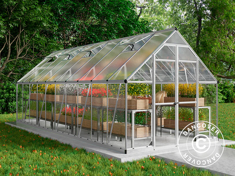 Drivhus polykarbonat Balance 14,81m², Palram/Canopia, 2,44x6,07x2,29m, Sølv - Image 3