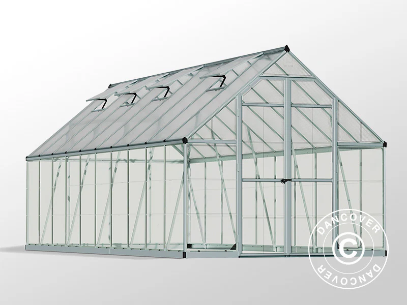 Drivhus polykarbonat Balance 14,81m², Palram/Canopia, 2,44x6,07x2,29m, Sølv - Image 9