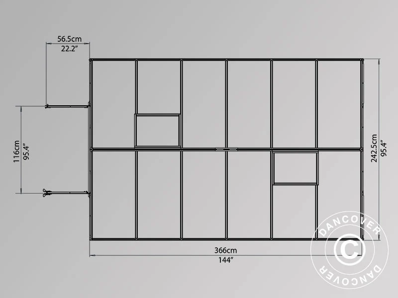 Drivhus Polykarbonat Balance 8,9m², Palram/Canopia, 2,44x3,67x2,29m Sølv - Image 11