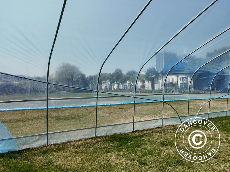 Duk for polytunnel drivhus GH18430, 7,5x20x3m, 100-mikron PO-film, Transparent - Image 4