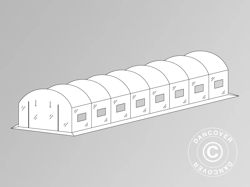 Duk til Polytunnel drivhus, 4x10,6x2m, 180 Micron-foile, transparent