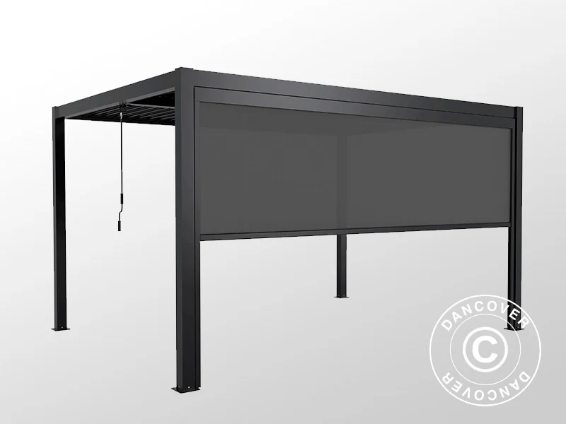 Elektrisk sideveggskjerm til bioklimatisk pergolapaviljong San Pablo, 3m, svart - Image 10