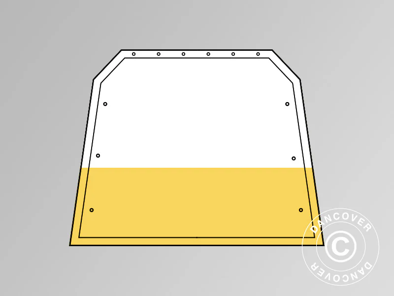 Endevegg/dør til lagertelt/arbeidstelt PRO 3,6m, PVC, Hvit/gul