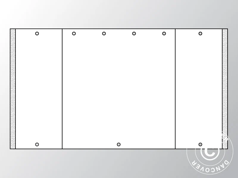 Endevegg UNICO 3m med small dør (3x3m), Hvit