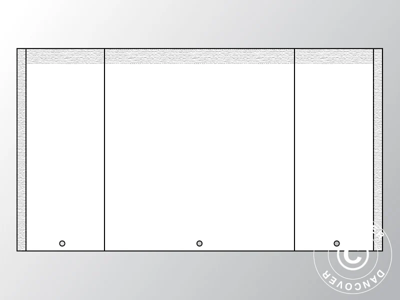 Endevegg UNICO 3m med small dør (3x6m), Hvit