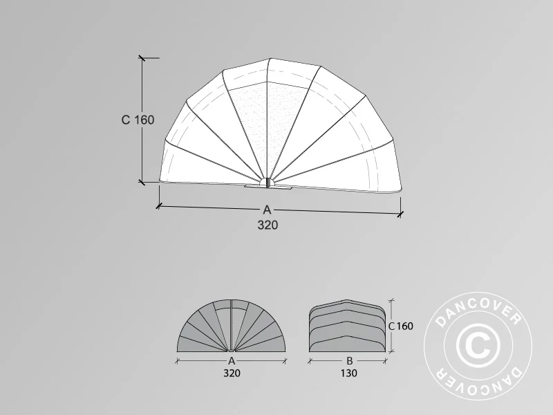 Foldegarasje (MC), 1,3x3,2x1,6m, beige - Image 2