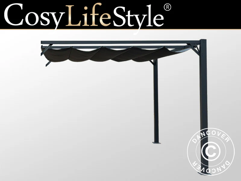 Forlengelse til pergola-paviljong Santa Cruz, 3x3m, Mørk grå