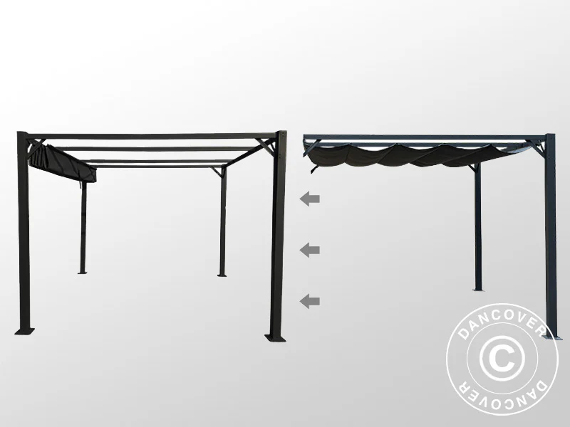 Forlengelse til pergola-paviljong Santa Cruz, 3x3m, Mørk grå - Image 4