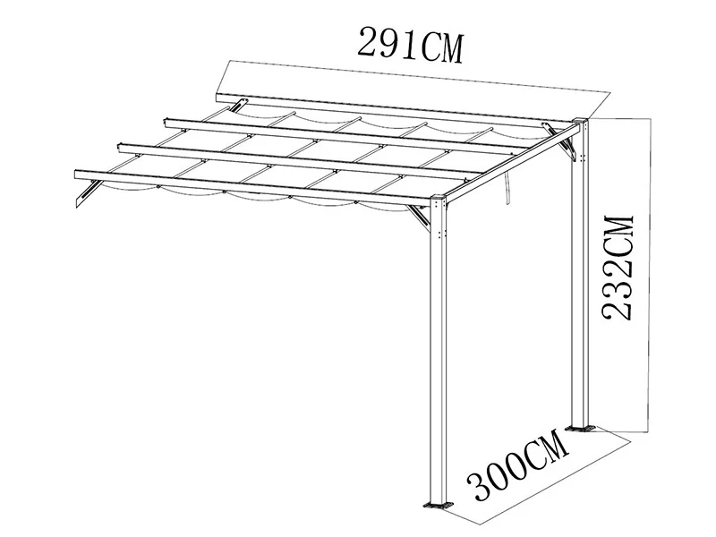 Forlengelse til pergola-paviljong Santa Cruz, 3x3m, Mørk grå - Image 5