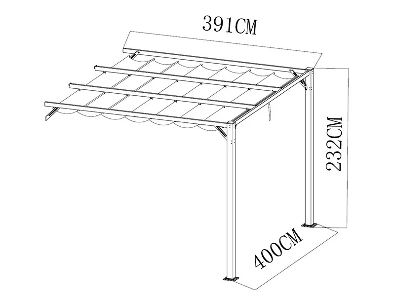 Forlengelse til pergola-paviljong Santa Cruz, 4x4m, Mørk grå - Image 5