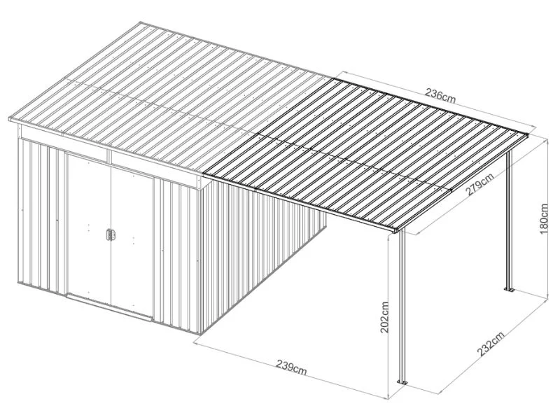 Forlengelse til redskapsbod med takvindu, 2,36x2,79x2,02m, 6,5m2, ProShed®, Antrasitt - Image 6