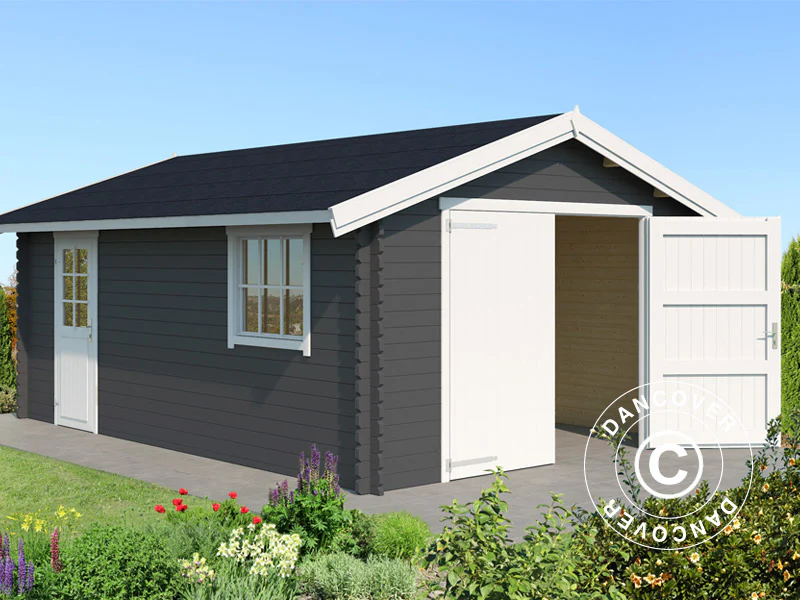 Garasje av tre, Rauma, 3,8x5,4x2,74m, 40mm, Mørkegrå - Image 2