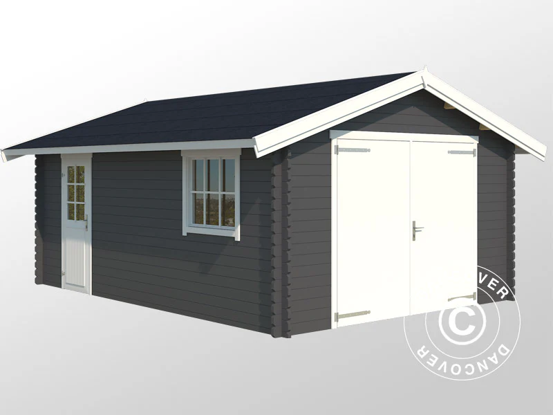 Garasje av tre, Rauma, 3,8x5,4x2,74m, 40mm, Mørkegrå - Image 3
