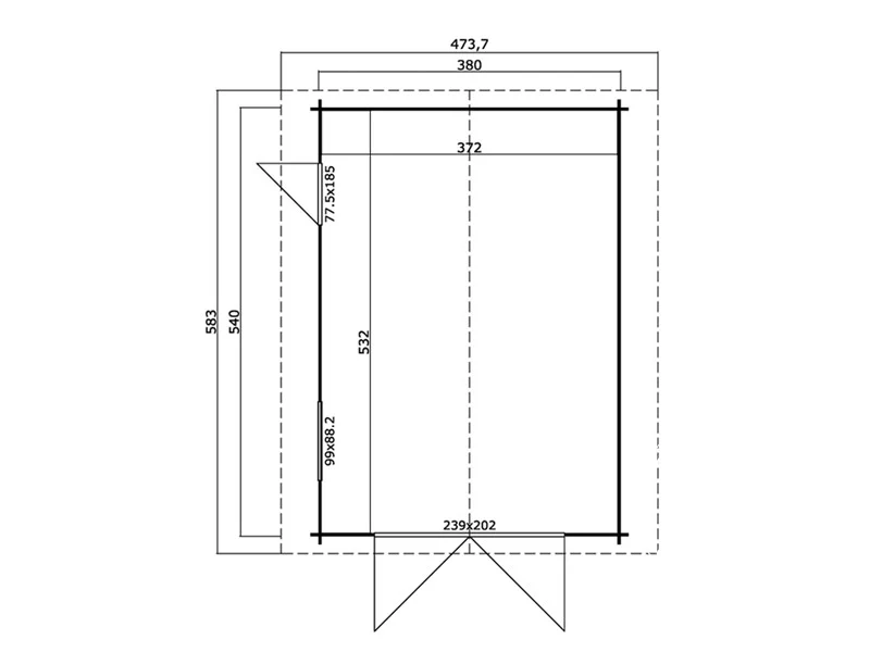 Garasje av tre, Rauma, 3,8x5,4x2,74m, 40mm, Naturlig - Image 7