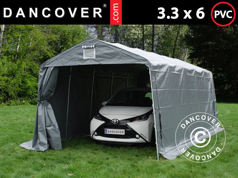 Garasjetelt PRO 3,3x6x2,4m PVC, Grå