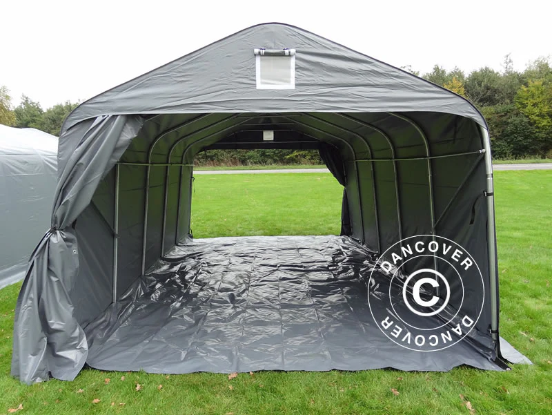 Garasjetelt PRO 3,6x6x2,7m PVC med teltgulv, grå - Image 10