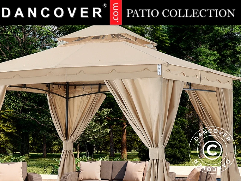 Gardinsett for paviljong Horus, 3,4x3,4m, Beige