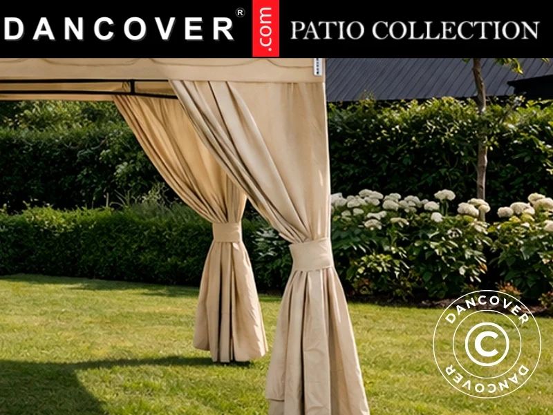 Gardinsett for paviljong Horus, 3x3,7m, Beige