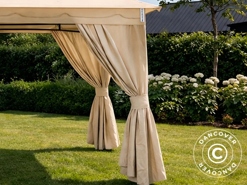 Gardinsett for paviljong Horus, 3x3,7m, Beige - Image 2