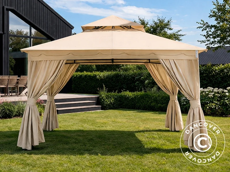 Gardinsett for paviljong Horus, 3x3,7m, Beige - Image 3