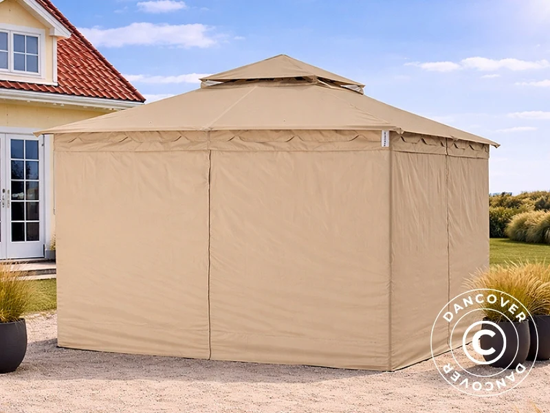 Gardinsett for paviljong Horus, 3x3,7m, Beige - Image 4