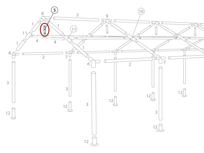 Gavlrør vertikalt, Ø25mm, 530mm - Image 4