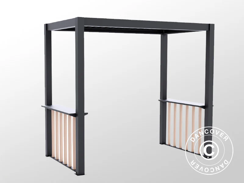 Gjerdesett til grillpergola San Juan, Svart/Tre-look, 2 stk. - Image 3