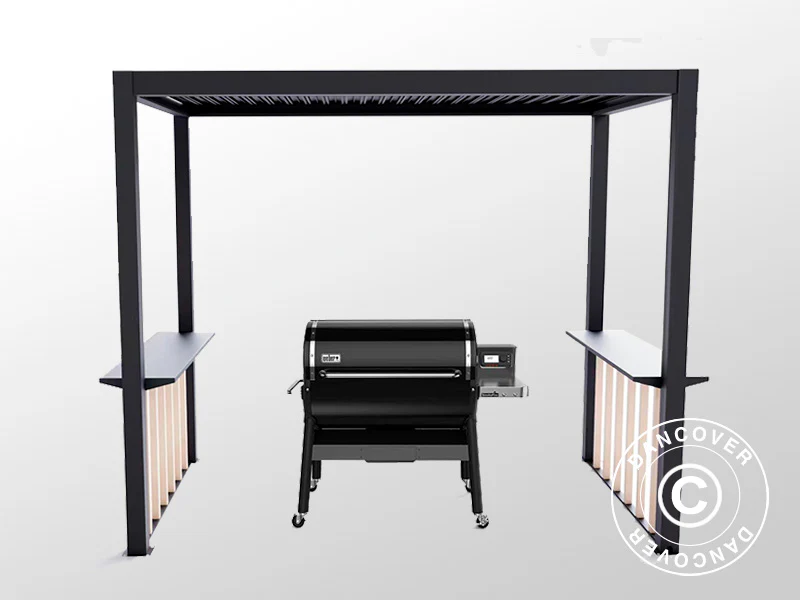 Gjerdesett til grillpergola San Juan, Svart/Tre-look, 2 stk. - Image 4