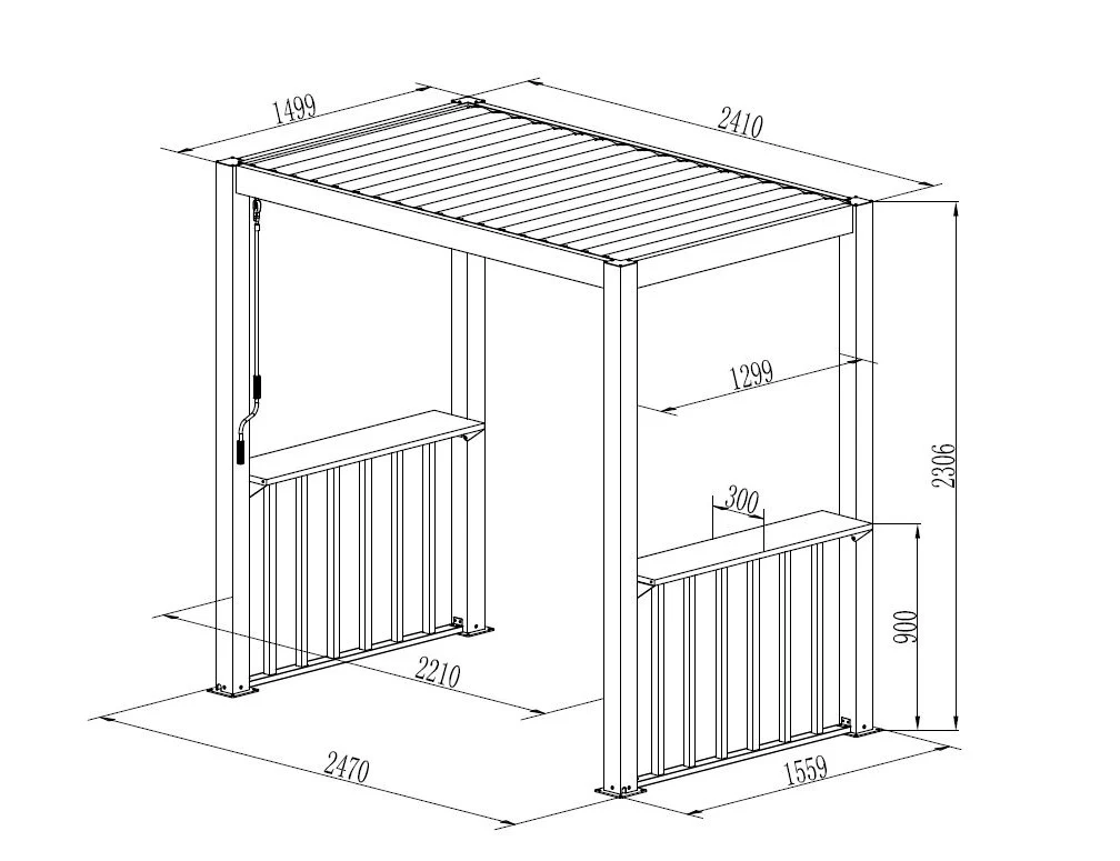Gjerdesett til grillpergola San Juan, Svart/Tre-look, 2 stk. - Image 9