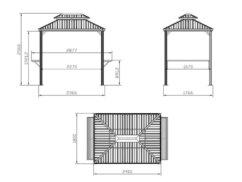 Grillpaviljong San Antonio Alu+, 2,4x1,8m, Svart - Image 5