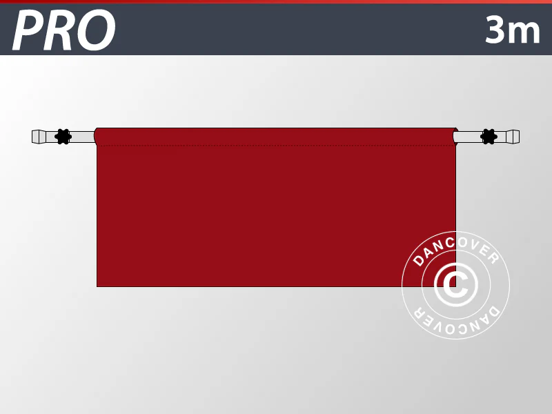 Halv sidevegg for FleXtents PRO, 3m, Rød