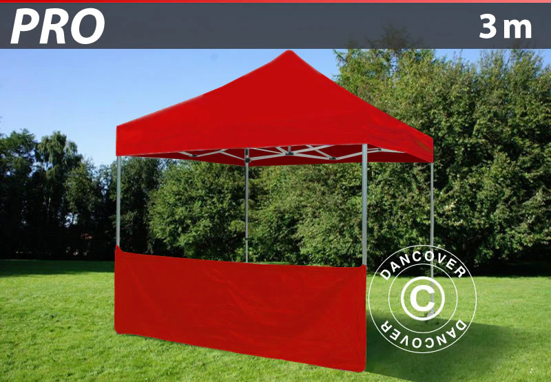 Halv sidevegg for FleXtents PRO, 3m, Rød - Image 2