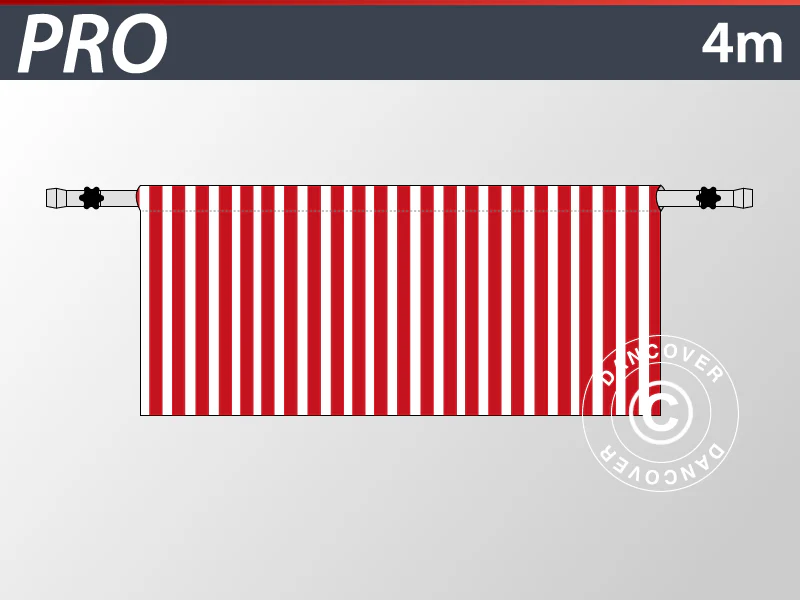 Halv sidevegg for FleXtents PRO, 4m, Stripet
