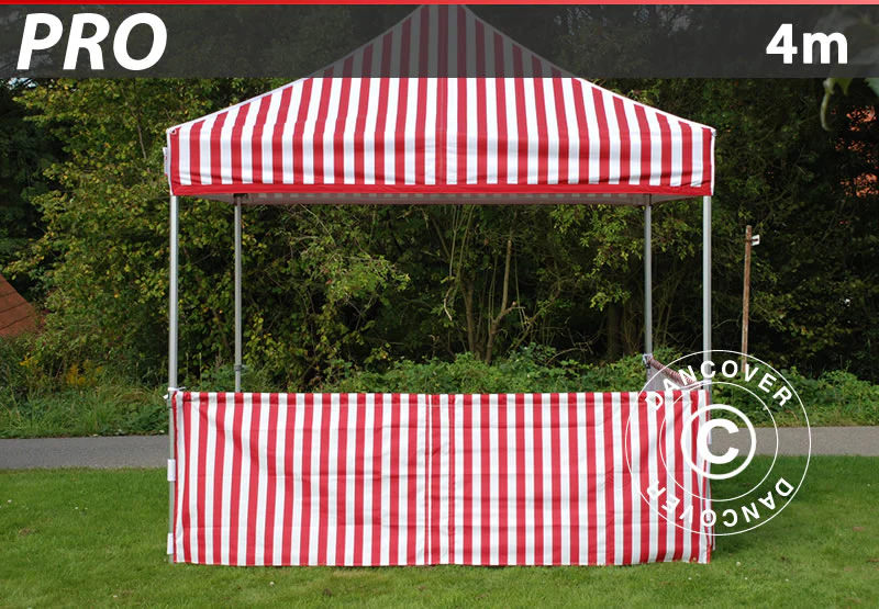 Halv sidevegg for FleXtents PRO, 4m, Stripet - Image 2