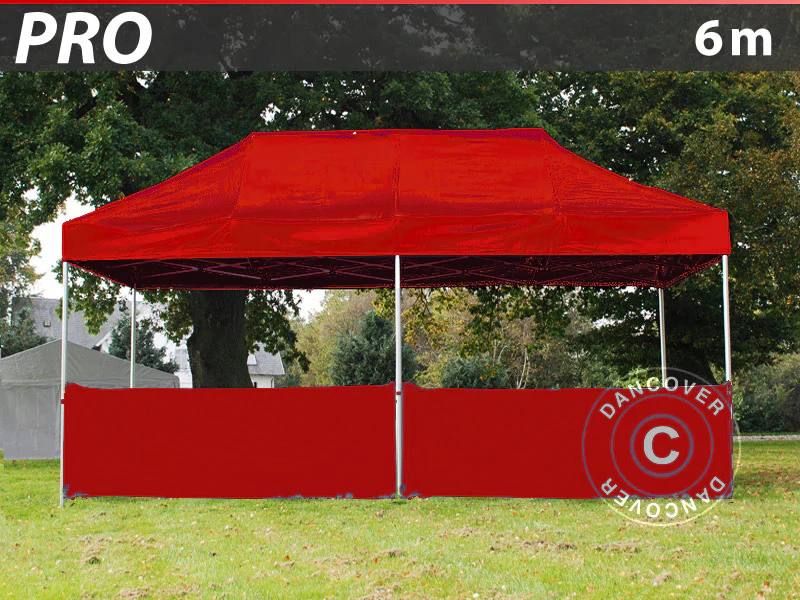 Halv sidevegg for FleXtents PRO, 6m, Rød - Image 2