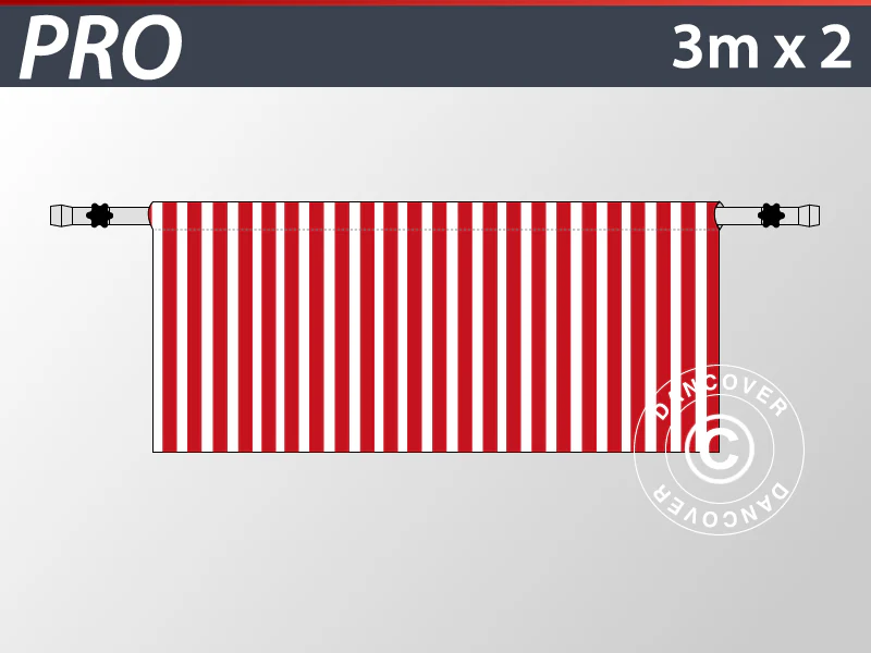 Halv sidevegg for FleXtents PRO, 6m, Stripet