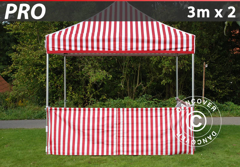 Halv sidevegg for FleXtents PRO, 6m, Stripet - Image 2