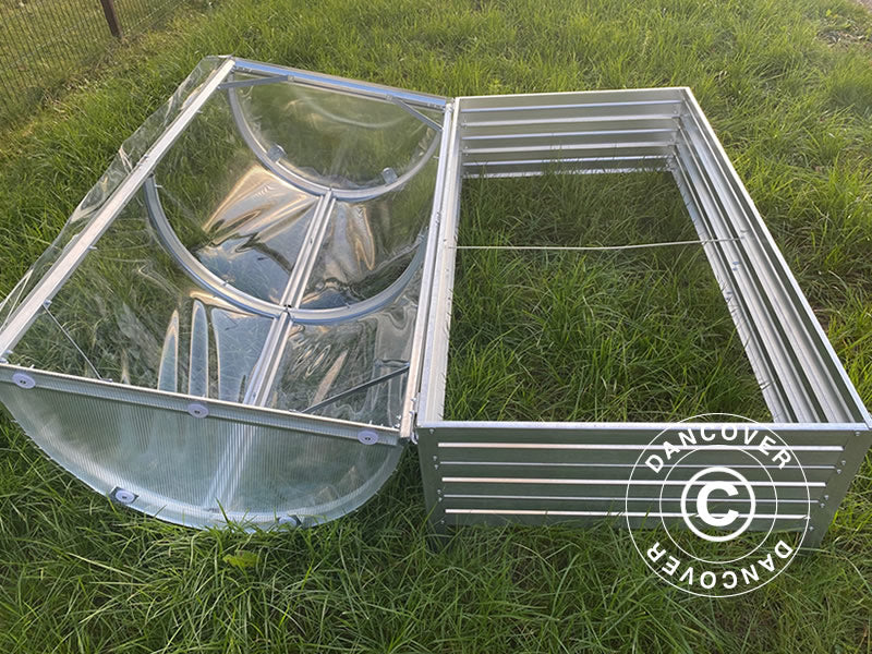Høybed m/buet PVC-duk, 0,75x1,5x0,75m, Sølv - Image 4