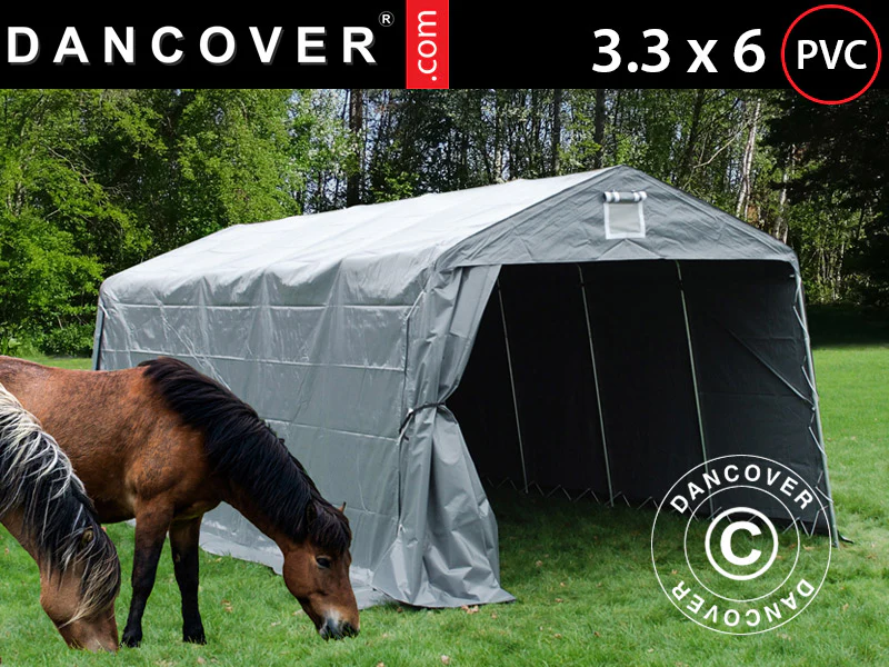 Husdyrtelt 3,3x6x2,4m, PVC, Grå