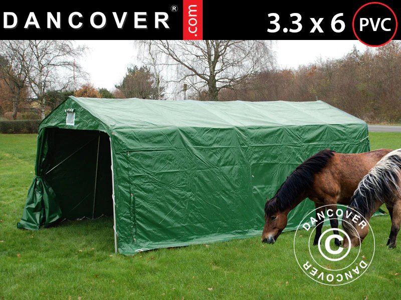 Husdyrtelt 3,3x6x2,4m, PVC, Grønn