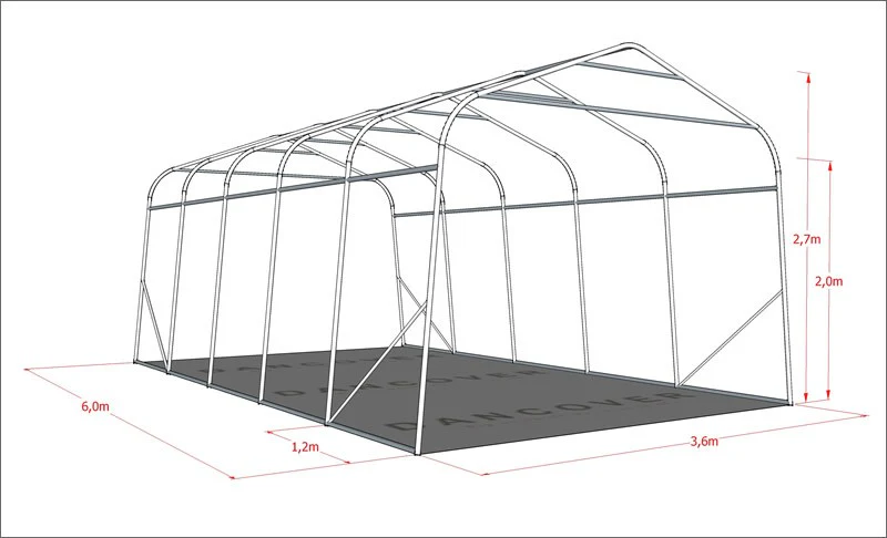 Husdyrtelt 3,6x6x2,68m, PVC, Grå - Image 5