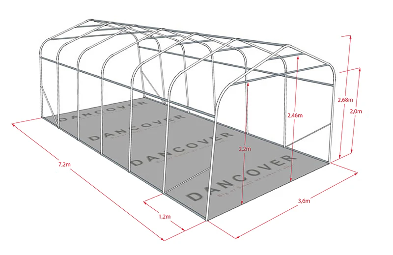 Husdyrtelt 3,6x7,2x2,68m, PVC, Grå - Image 5