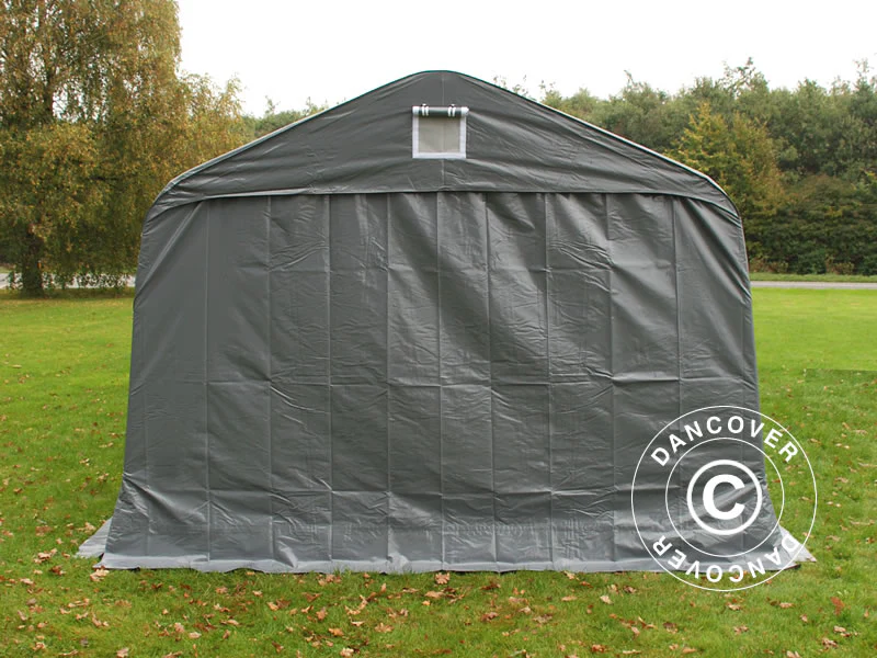Husdyrtelt 3,6x8,4x2,68m, PVC, Grå - Image 2