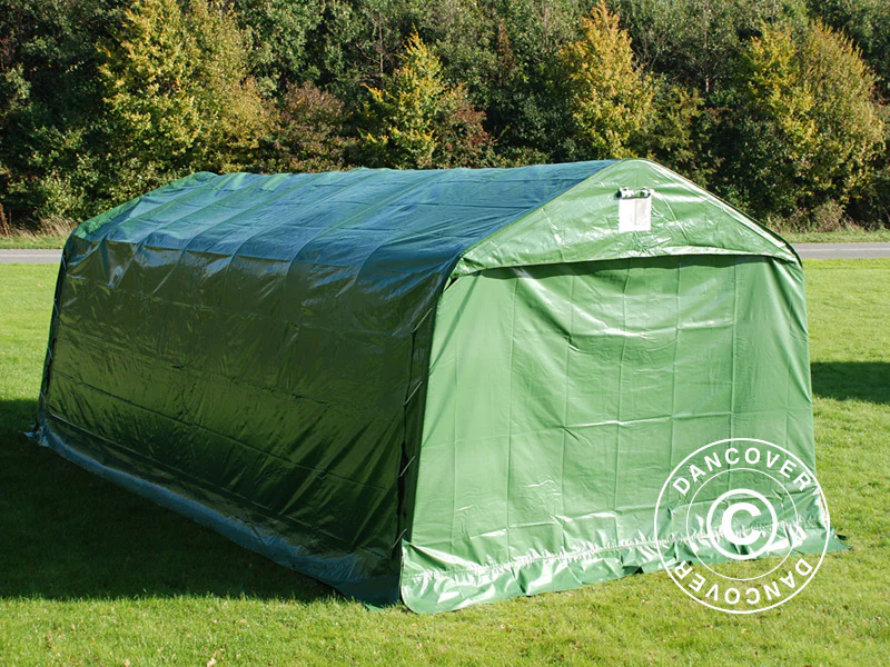 Husdyrtelt 3,77x7,3x3,18m, PVC, grønn - Image 3
