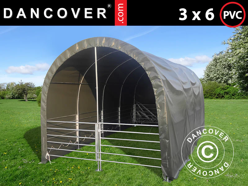 Husdyrtelt 3x6x2,8m, PVC, Grønt