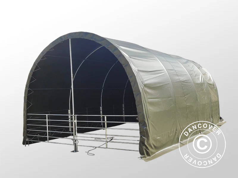 Husdyrtelt 4x8x3,15m, PVC, Grønt - Image 4