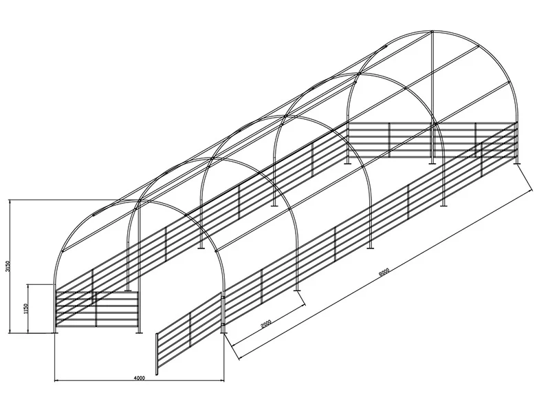 Husdyrtelt 4x8x3,15m, PVC, Grønt - Image 7