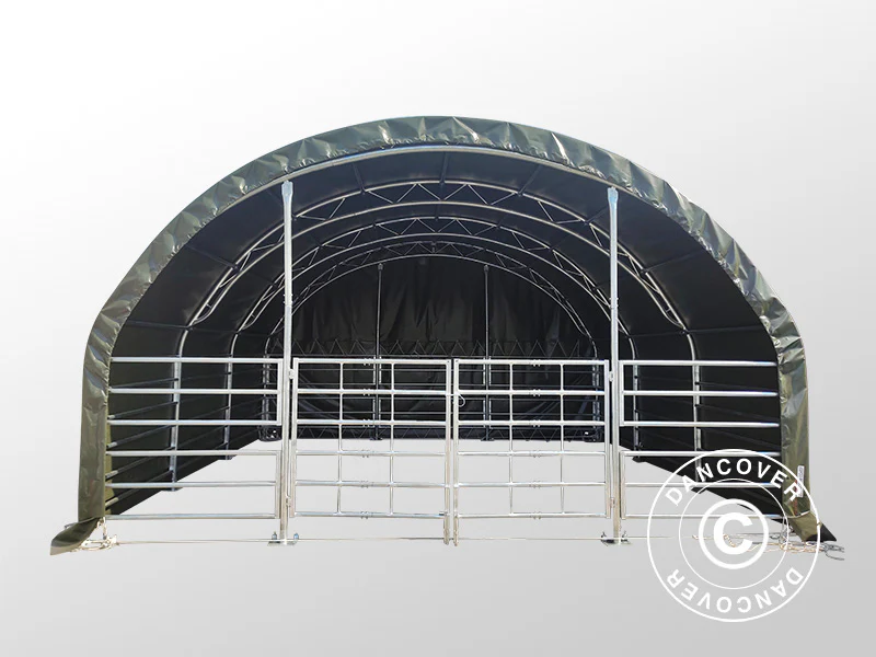 Husdyrtelt fagverk 6x6x3,7m, PVC, Grønt - Image 6