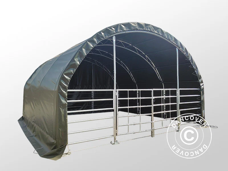 Husdyrtelt fagverk 6x6x3,7m, PVC, Grønt - Image 8